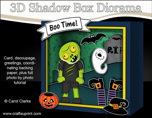 3D Halloween Diorama Shadow Box Card Mini Kit  - Zombie Decay