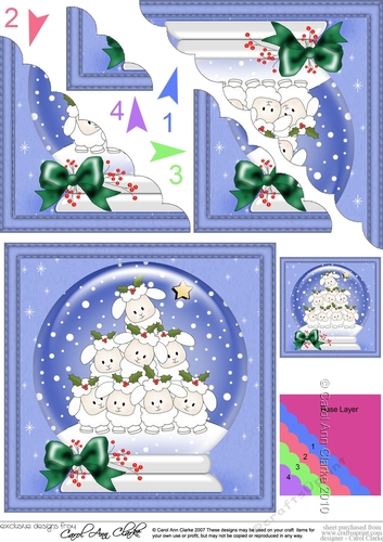  Christmas Lambs Tree Snowglobe Scallop Corner Stacker