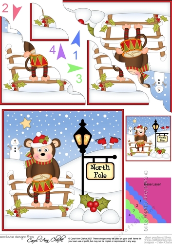 Christmas Cheeky Monkey is at the North Pole Scalloped Corner Stacker