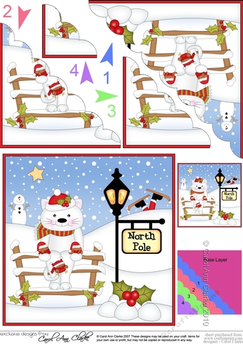 Christmas Little Cat is at the North Pole Scalloped Corner Stacker