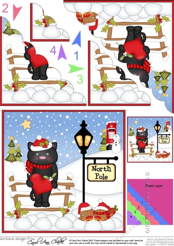 Christmas Little Cat is at the North Pole Scalloped Corner Stacker