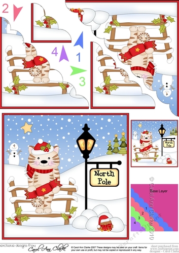 Christmas Little Cat is at the North Pole Scalloped Corner Stacker