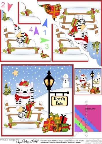 Christmas Little Cat is at the North Pole Scalloped Corner Stacker