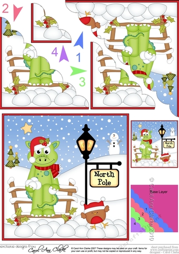 Christmas Cute Dinosaur is at the North Pole Scalloped Corner Stacker