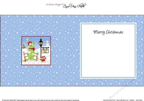 Christmas Cute Dinosaur is at the North Pole insert square landscape
