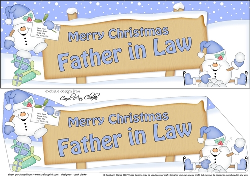 large DL Merry Christmas FATHER IN LAW Snowball Sam 3D decoupage
