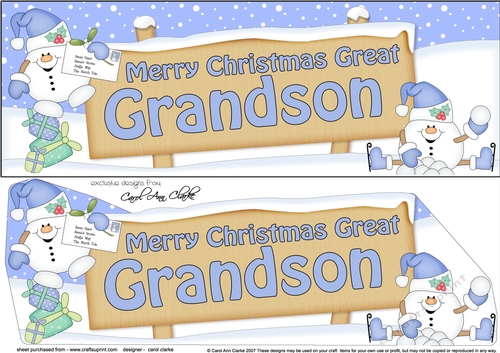 large DL Merry Christmas GREAT GRANSON Snowball Sam 3D decoupage