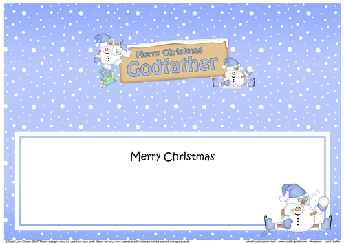 large DL Merry Christmas GODFATHER Snowball Sam insert