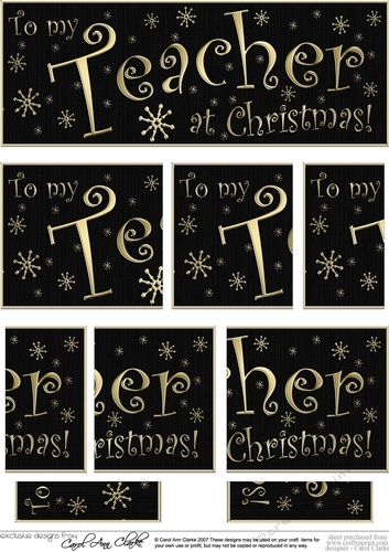 To my Teacher at Christmas DL side stacker Topper