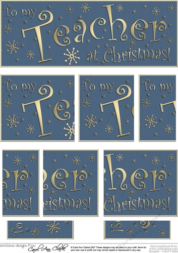 To my Teacher at Christmas DL side stacker Topper