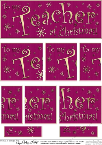 To my Teacher at Christmas DL side stacker Topper