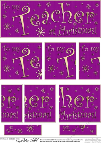 To my Teacher at Christmas DL side stacker Topper