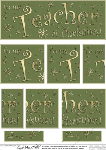 To my Teacher at Christmas DL side stacker Topper