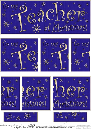 To my Teacher at Christmas DL side stacker Topper