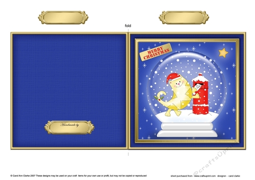 Cute Christmas Cat in a Snowglobe Quick Cut and Fold Card  