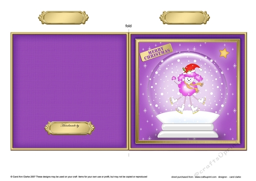 Cute Christmas Poodle Dog in a Snowglobe Quick Cut and Fold Card  