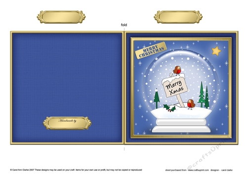 Cute Christmas Robins in a Snowglobe Quick Cut and Fold Card  
