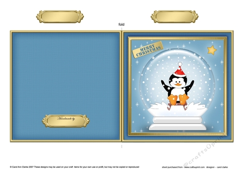 Cute Christmas Penguin in a Snowglobe Quick Cut and Fold Card  