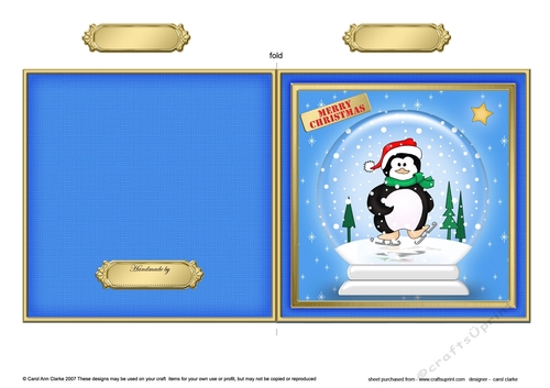 Cute Christmas Penguin in a Snowglobe Quick Cut and Fold Card  