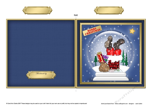 Christmas Santa got Stuck down the Chimney in a Snowglobe Quick Cut and Fold Card  