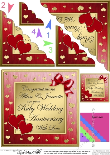 Congratulations Allan & Jeanette on your Ruby Wedding Anniversary Scallop Corner Stacker