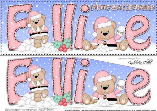 Large DL Merry 1st Christmas ELLIE 3D decoupage 