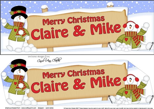 Large DL Merry Christmas CLAIRE & MIKE 3D decoupage 