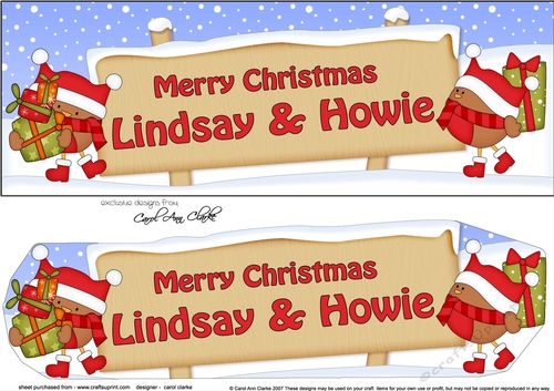 Large DL Merry Christmas LINDSAY & HOWIE 3D decoupage 