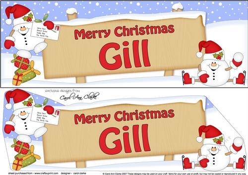 Large DL Merry Christmas GILL 3D decoupage 