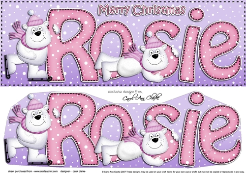 Large DL Merry Christmas ROSIE 3D decoupage 