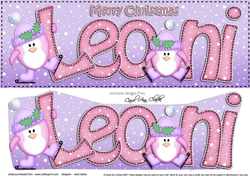 Large DL Merry Christmas LEONI 3D decoupage 