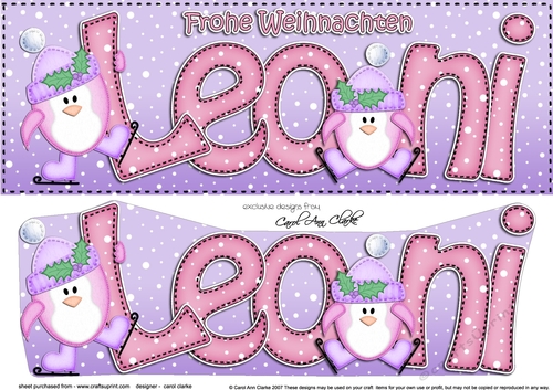 Large DL FROHE WEIHNACHTEN LEONI 3D decoupage 