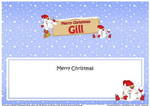 Large DL Merry Christmas GILL insert