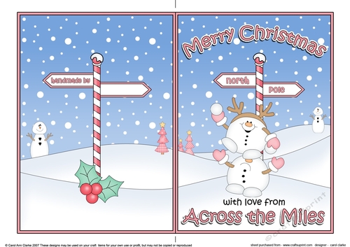 5 x 7 Quick Cut and Fold Card - Merry Christmas Across the Miles with Snowball Sam
