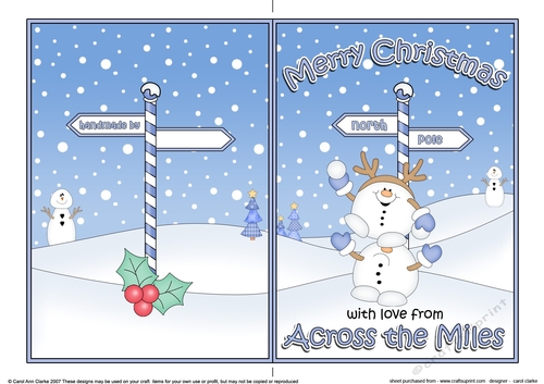5 x 7 Quick Cut and Fold Card - Merry Christmas Across the Miles with Snowball Sam