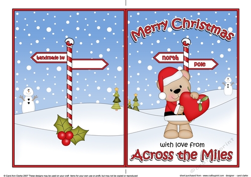 5 x 7 Quick Cut and Fold Card - Merry Christmas Across the Miles with Livvy Bear