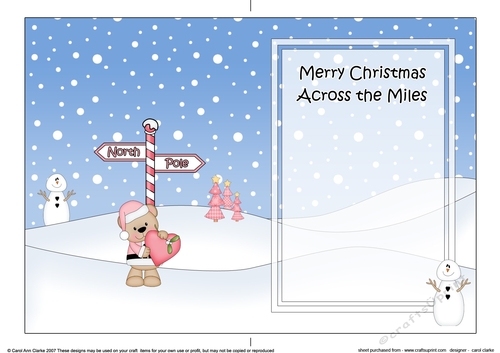 5 x 7 matching insert - Merry Christmas Across the Miles with Livvy Bear