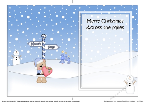 5 x 7 matching insert - Merry Christmas Across the Miles with Livvy Bear