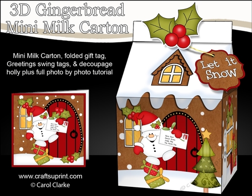 3D Christmas Milk Carton Gingerbread House Treat Box Mini Kit -  Snowball Sam has a Letter for Santa