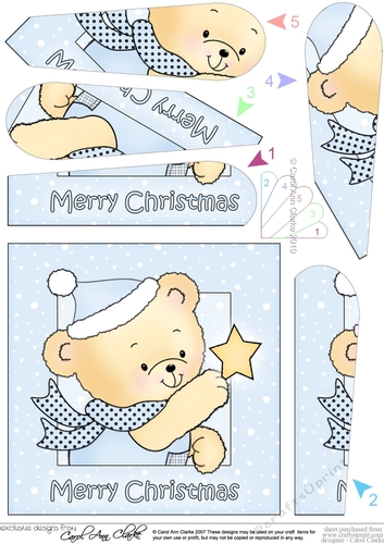 Cute Hunney Bear Robert has a Christmas Star - Fan Pyramage Topper