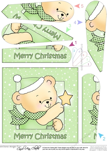 Cute Hunney Bear Robert has a Christmas Star - Fan Pyramage Topper