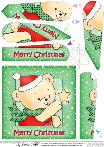 Cute Hunney Bear Robert has a Christmas Star - Fan Pyramage Topper