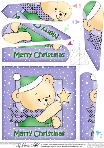 Cute Hunney Bear Robert has a Christmas Star - Fan Pyramage Topper