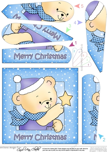 Cute Hunney Bear Robert has a Christmas Star - Fan Pyramage Topper