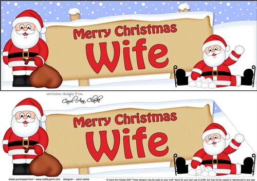 large DL Merry Christmas WIFE with Santa 3D decoupage