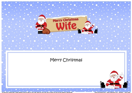 large DL Merry Christmas WIFE with Santa insert