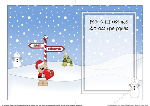 5 x 7 matching insert - Merry Christmas Across the Miles - DUBLIN/EDINBURGH with Livvy Bear