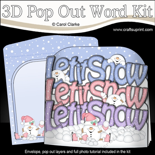3D Pop Out Christmas Word Card Kit - LET IT SNOW with Snowball Sam