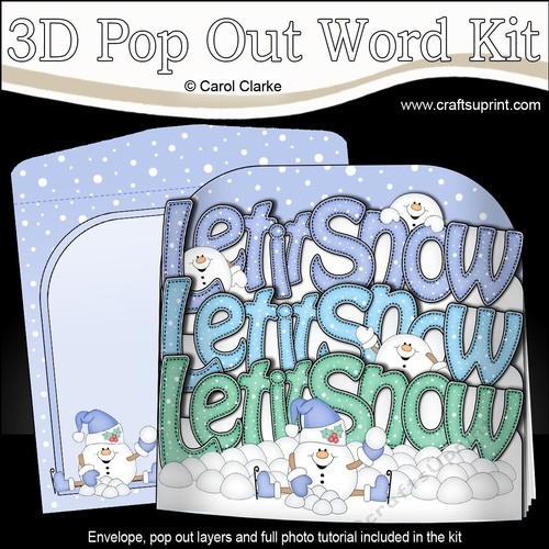 3D Pop Out Christmas Word Card Kit - LET IT SNOW with Snowball Sam