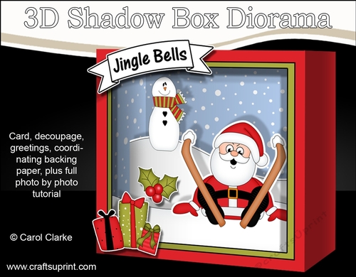 3D Christmas Diorama Shadow Box Card Mini Kit  - OOps Santa is Skiing!